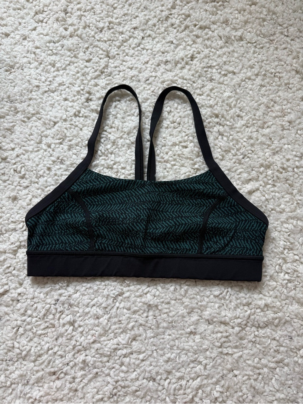 Lululemon Sports Bra Black & Teal Pattern